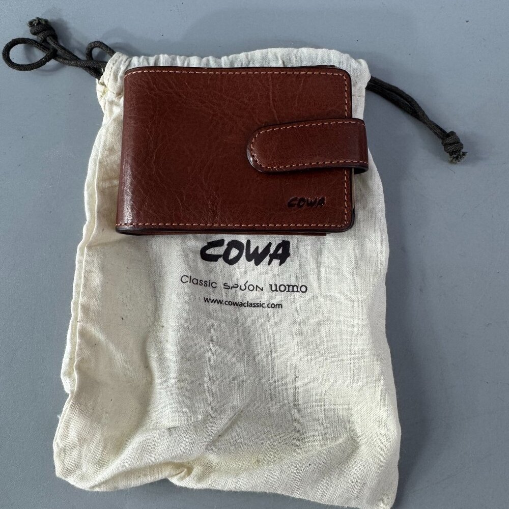 New COWA Classic Genuine Brown Leather Card Holder